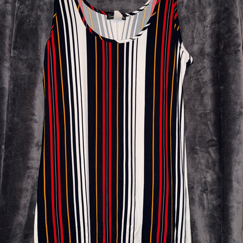 French Atmosphere Striped Sleeveless Maxi Dress Size 1X